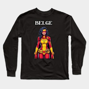 Belgian Superhero: 80's Female Cosmic Comic Book Hero Long Sleeve T-Shirt